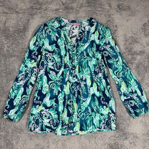 Lilly Pulitzer Harbour Island Tunic Multicolor Green Rayon‎ Womens Size XXS